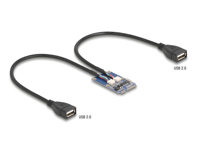 Delock 64346 Mini Pcie Adapter Full Size To 2 X Usb 2.0 Type-A Female 30 Cm