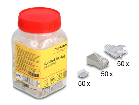 Delock 67177 Rj45 Modular Plug Cat.6A With Bend Protectection Boots Transparent
