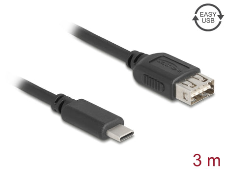 Delock 81538 Usb 2.0 Cable Usb Type-C™ Male To Easy Usb Type-A Female 3 M