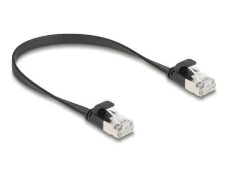 Delock 81161 Rj45 Flat Patch Cable Plug To Plug Cat.6A U/Ftp 0.25 M Black
