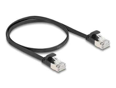 Delock 81162 Rj45 Flat Patch Cable Plug To Plug Cat.6A U/Ftp 0.5 M Black