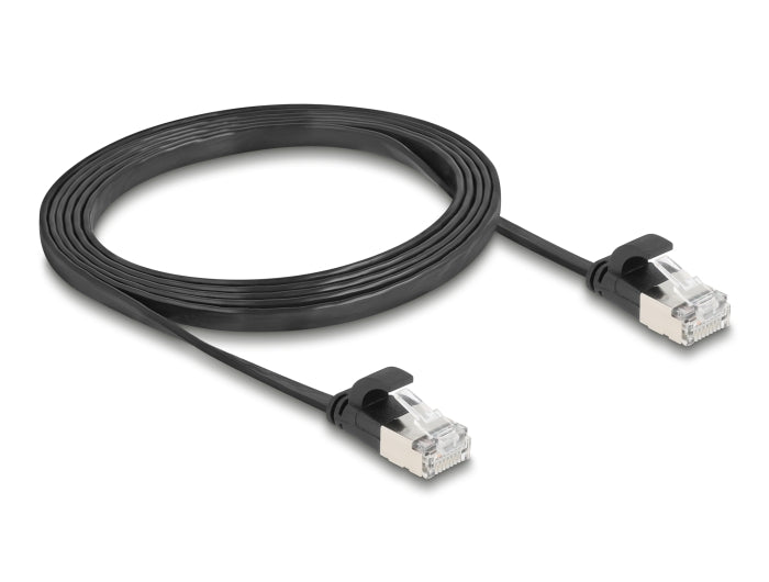 Delock 81164 Rj45 Flat Patch Cable Plug To Plug Cat.6A U/Ftp 1.5 M Black