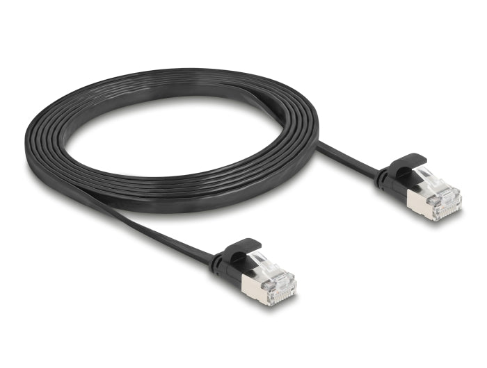Delock 81165 Rj45 Flat Patch Cable Plug To Plug Cat.6A U/Ftp 2 M Black