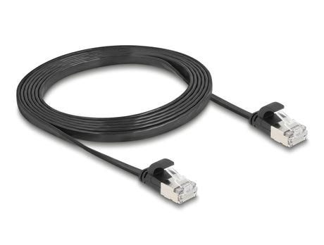 Delock 81165 Rj45 Flat Patch Cable Plug To Plug Cat.6A U/Ftp 2 M Black