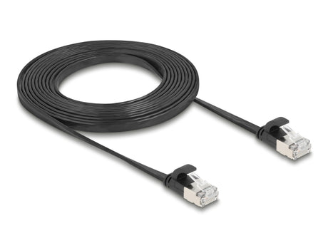 Delock 81166 Rj45 Flat Patch Cable Plug To Plug Cat.6A U/Ftp 3 M Black