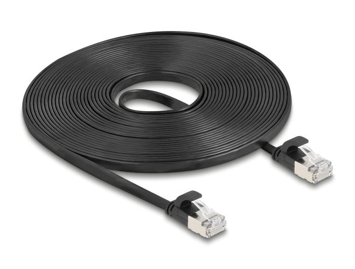 Delock 81168 Rj45 Flat Patch Cable Plug To Plug Cat.6A U/Ftp 7.5 M Black
