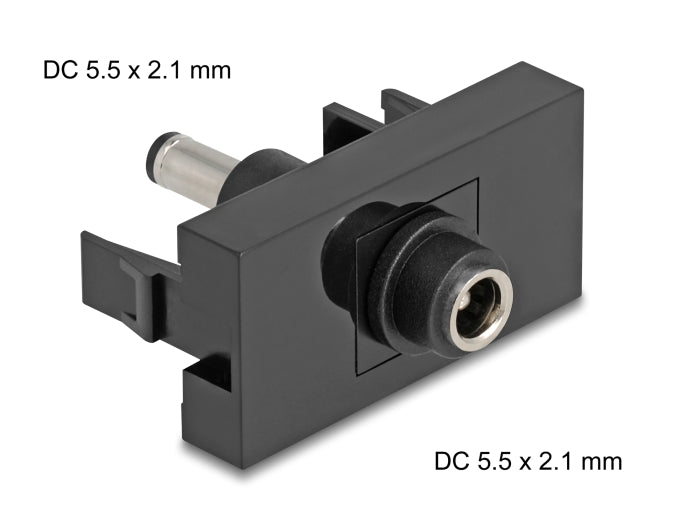 Delock 90959 Easy 45 Module Dc 5.5 X 2.1 Mm Female To Dc 5.5 X 2.1 Mm Male Black