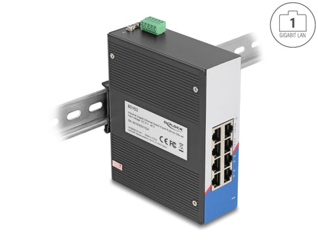 Delock 80163 Industrial Gigabit Ethernet Switch 8 Port Rj45 For Din Rail
