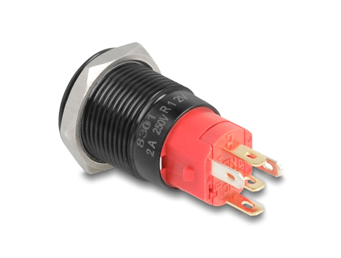 Delock 22013 Push Switch For Installation Black 16 Mm 12 V 5 X Solder Connection