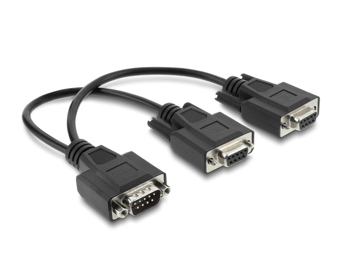 Delock 67444 Adapter Y Cable D-Sub9 1 X Male With Nuts To 2 X Female, 25 Cm