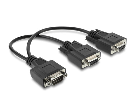 Delock 67444 Adapter Y Cable D-Sub9 1 X Male With Nuts To 2 X Female, 25 Cm