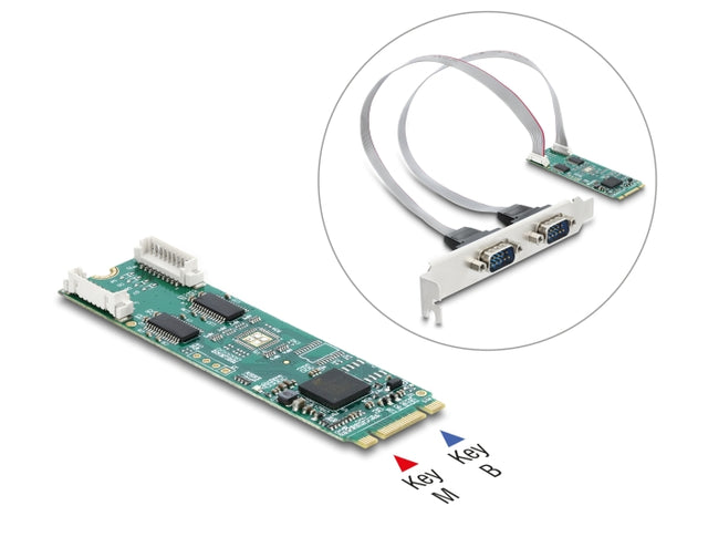 Delock 95284 M.2 Card To 2 X Serial Rs-232 Db9