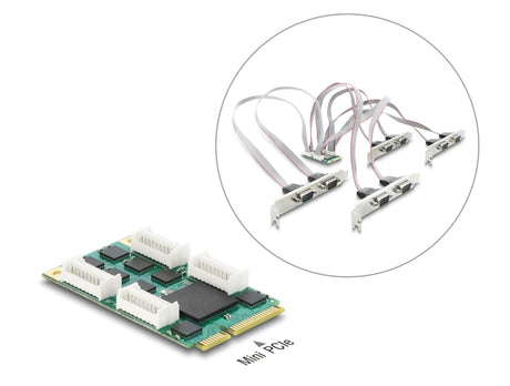 Delock 95283 Mini Pcie To 8X Rs-232 Db9 Serial Card