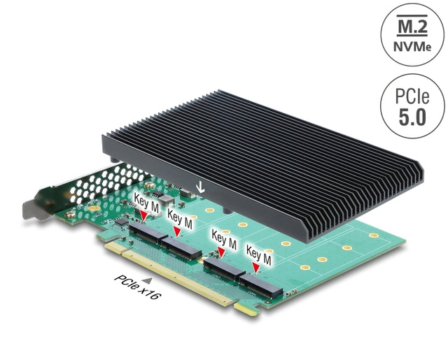 Delock 90709 Pci Express 5.0 X16 Card To 4 X Internal Nvme M.2 Key M