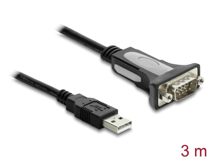 Delock 66922 Adapter Usb 2.0 Type-A To 1 X Serial Rs-232 D-Sub 9 Pin Male, 3M