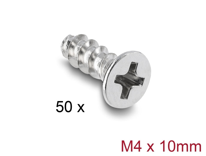 Delock 60989 Fan Screw M4 X 10 Mm 50 Pcs Silver