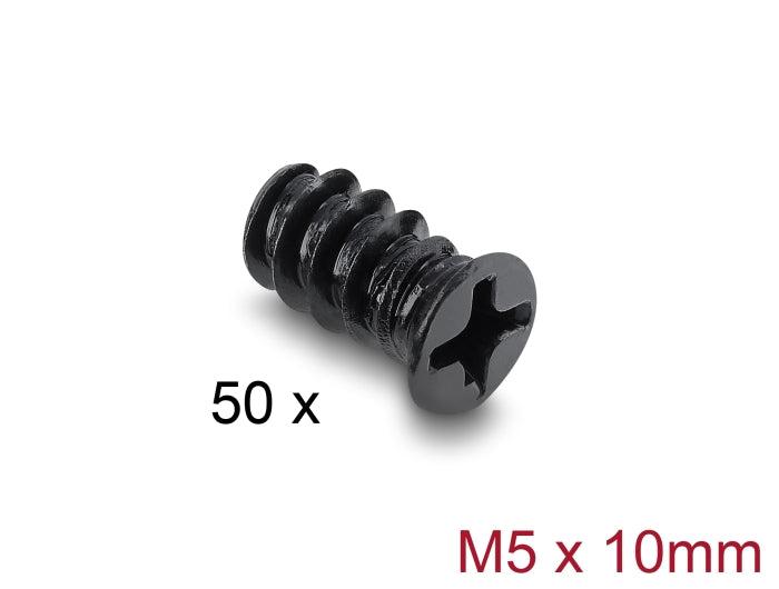 Delock 60990 Fan Screw M5 X 10 Mm 50 Pcs Black
