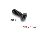 Delock 60986 Fan Screw M3 X 10 Mm 50 Pcs Black