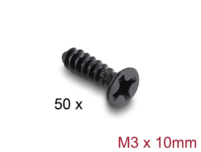 Delock 60986 Fan Screw M3 X 10 Mm 50 Pcs Black