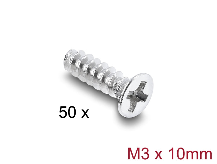 Delock 60987 Fan Screw M3 X 10 Mm 50 Pcs Silver