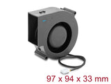Delock 67496 Radial Fan / Blower Fan 12V Dc 97 X 94 X 33Mm, 3 Pin Fan Connector