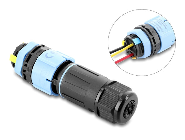 Delock 87250 Cable Connector 3 Pin, Ip68 Waterproof, Black