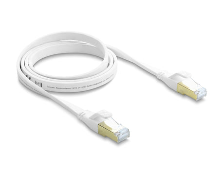 Delock 81025 Rj45 Flat Patch Cable Cat.8.1 U/Ftp Up To 40 Gbps 1 M White