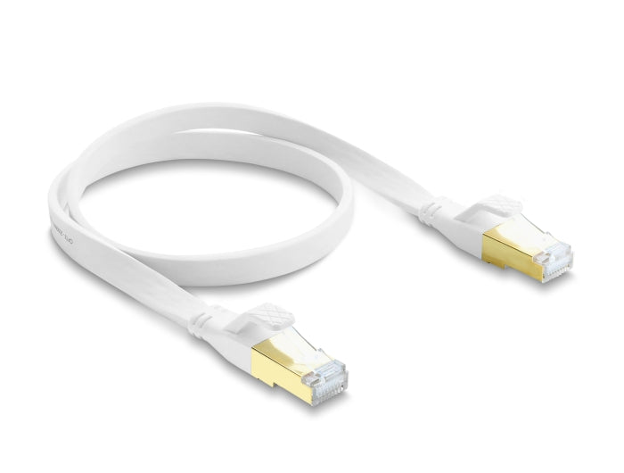 Delock 81024 Rj45 Flat Patch Cable Cat.8.1 U/Ftp Up To 40 Gbps 0.5 M White