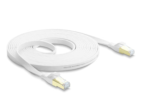 Delock 81028 Rj45 Flat Patch Cable Cat.8.1 U/Ftp Up To 40 Gbps 5 M White