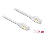 Delock 81023 Rj45 Flat Patch Cable Cat.8.1 U/Ftp Up To 40 Gbps 0.25 M White