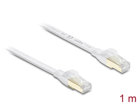 Delock 81025 Rj45 Flat Patch Cable Cat.8.1 U/Ftp Up To 40 Gbps 1 M White