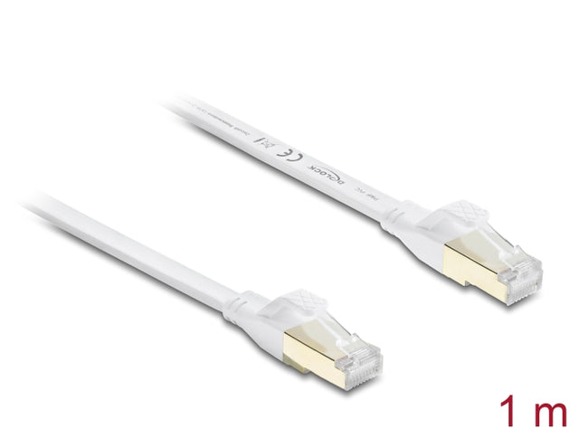 Delock 81025 Rj45 Flat Patch Cable Cat.8.1 U/Ftp Up To 40 Gbps 1 M White