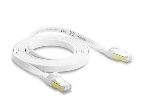 Delock 81026 Rj45 Flat Patch Cable Cat.8.1 U/Ftp Up To 40 Gbps 2 M White