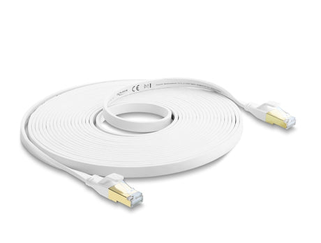 Delock 81029 Rj45 Flat Patch Cable Cat.8.1 U/Ftp Up To 40 Gbps 7.5 M White