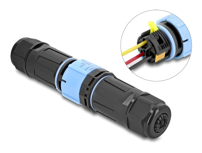Delock 87249 3-Pin Cable Connector Ip68 Waterproof Bayonet, Black