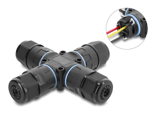 Delock 87247 Connector X-Shape W/ Clamp Connection 3 Pin, Cable Diameter 5 - 9Mm