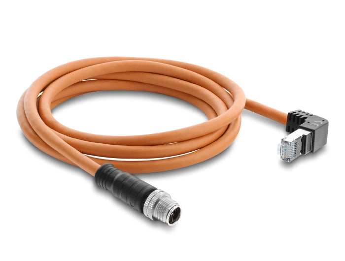 Delock 81000 M12 Cable X-Coded 8 Pin Male S/Ftp Shielded, 2M Orange