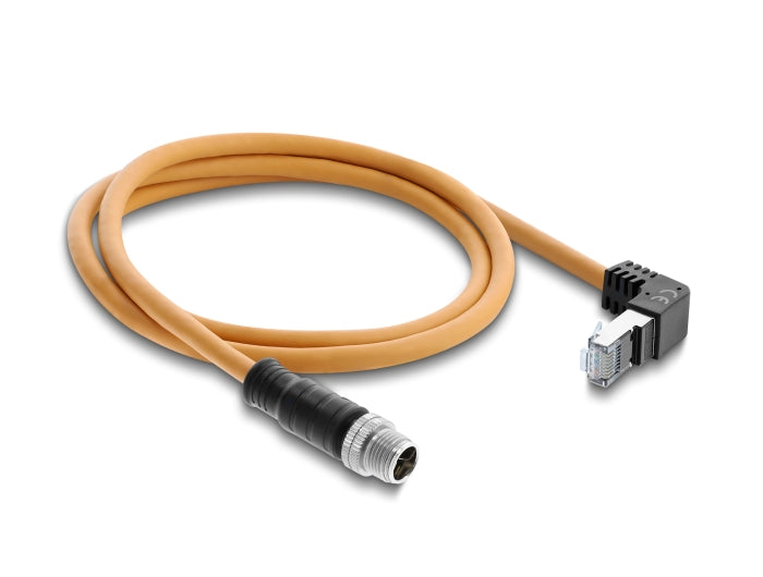 Delock 80999 M12 Cable X-Coded 8 Pin Male S/Ftp Shielded, 1M Orange