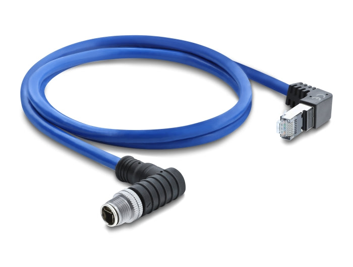 Delock 81011 M12 Cable X-Coded 8 Pin Male Angled Downward S/Ftp Shielded, 1M