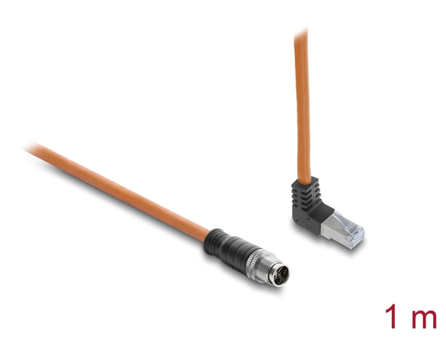Delock 80999 M12 Cable X-Coded 8 Pin Male S/Ftp Shielded, 1M Orange