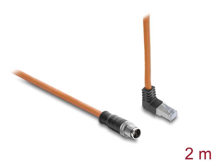 Delock 81000 M12 Cable X-Coded 8 Pin Male S/Ftp Shielded, 2M Orange