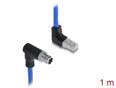 Delock 81011 M12 Cable X-Coded 8 Pin Male Angled Downward S/Ftp Shielded, 1M