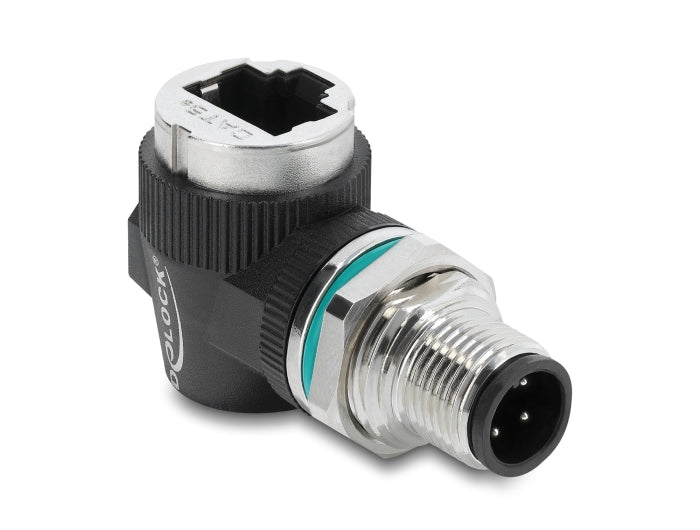 Delock 90664 M12 Adapter D-Coded 4 Pin Male To Rj45 Jack 90� Angled