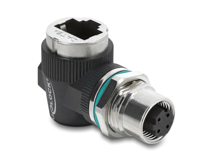 Delock 90665 M12 Adapter D-Coded 4 Pin Female To Rj45 Jack 90� Angled