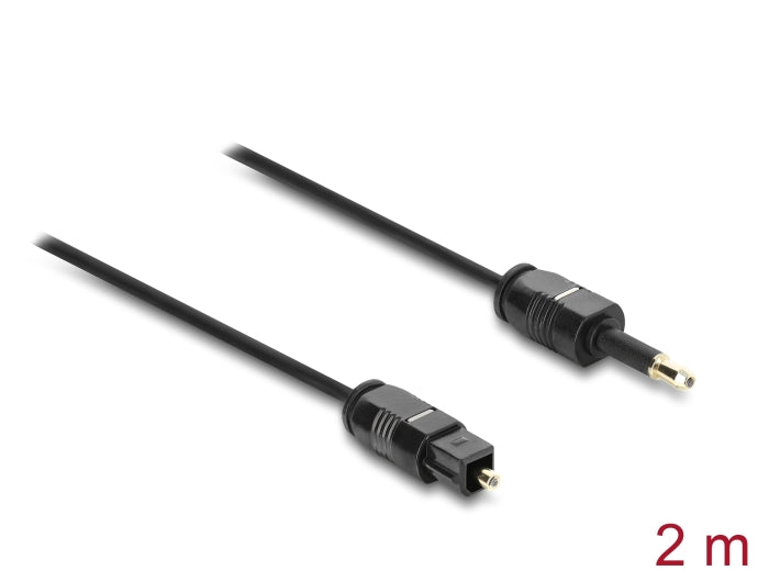 Delock 90920 Toslink Cable Mini Toslink 3.5Mm Male To Toslink Female, �2.2Mm, 2M