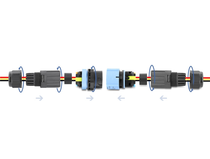 Delock 87249 3-Pin Cable Connector Ip68 Waterproof Bayonet, Black