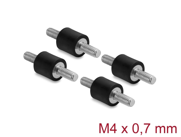 Delock 60798 Vibration Damper M4 X 0.7 Mm D 10 X H 10 Mm, 4 Pieces Black