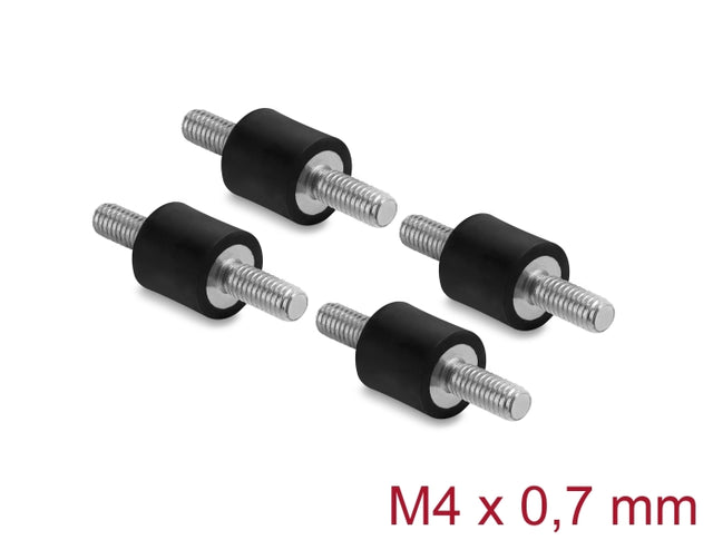 Delock 60798 Vibration Damper M4 X 0.7 Mm D 10 X H 10 Mm, 4 Pieces Black