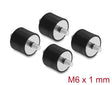 Delock 60815 Vibration Damper M6 X 1 Mm D 25 X H 20 Mm, 4 Pieces Black