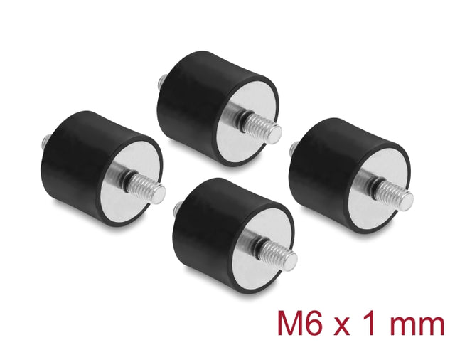 Delock 60815 Vibration Damper M6 X 1 Mm D 25 X H 20 Mm, 4 Pieces Black